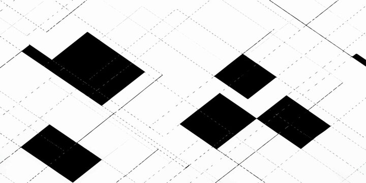 An abstract black and white background featuring architectural blueprints, engineering sketches, and house construction plans for home design and building project planning