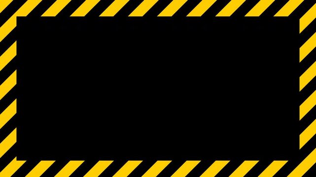 Industrial Danger Caution Tape Border Warning Striped Frame Slow Animation Alpha Mask Transparent
