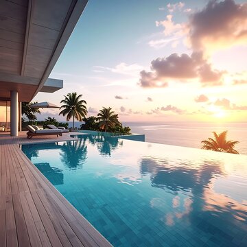 A serene infinity pool overlooking the ocean at sunset (277)