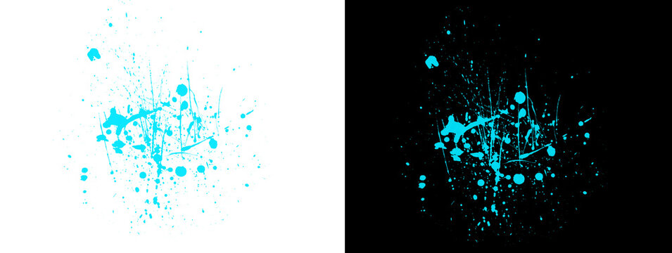 Explosive Cyan Neon Particle Splash with Bright Glowing Dots
