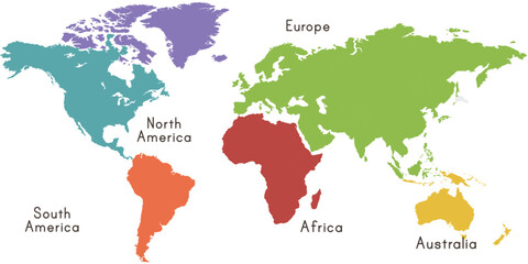 Fototapeta premium World Continents Map Vector Design