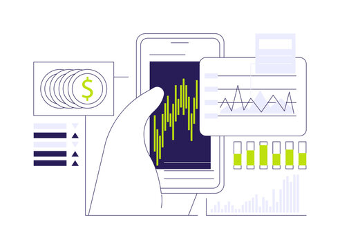 Cryptocurrency trading app isolated cartoon vector illustrations.