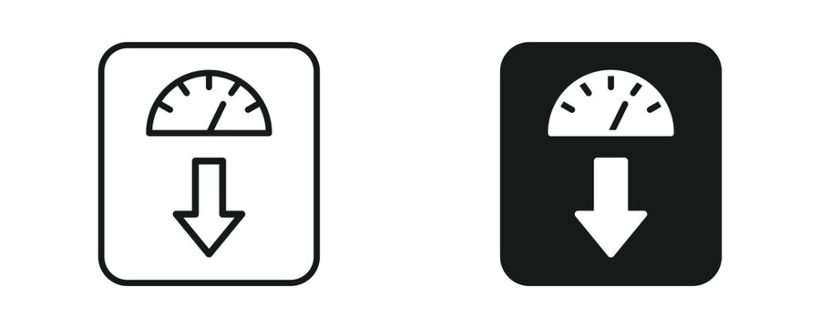 Weight loss icon set, body transformation and healthy slimming symbol, outline and solid style. Vector illustration.