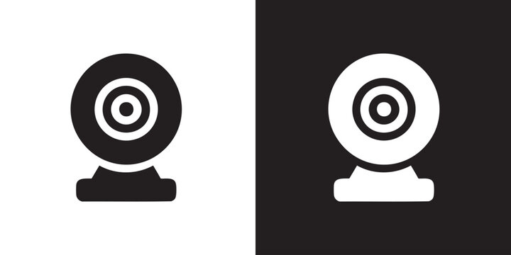 Minimalist Webcam Icon with Circular Lens and Rounded Base - Modern Computer Camera Symbol, Online Video Conference Call Graphic, and Streaming Device Black Silhouette Vector