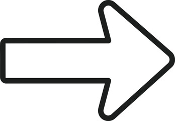 Fototapeta premium Simple black outline arrow icon pointing to the right for navigation and web design