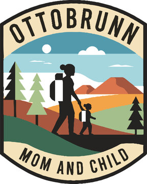 Hiking Adventure, Mother and Child, Ottobrunn, Graphic Design, Nature Scene