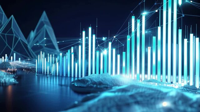 Stock exchange concept shows world map with data connections and financial trends in a digital format across different regions and countries