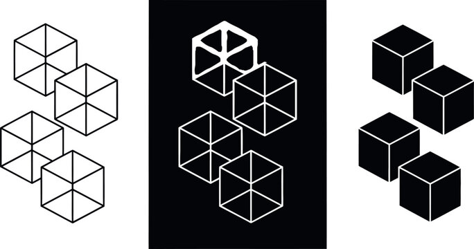 Isometric cube shapes collection set with isometric geometric illustration abstract structure