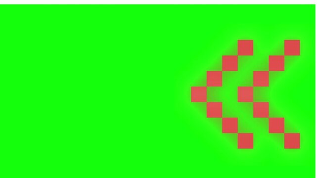 Pixel art double arrow animation for gaming interface navigation on green screen background