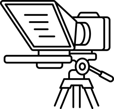 Camera teleprompter with beam splitter glass line icon