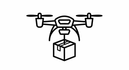 Naklejka premium Quadcopter delivering a package