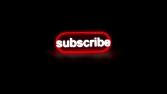 Bright red subscribe button with glowing neon effect on a dark background for online content and social media