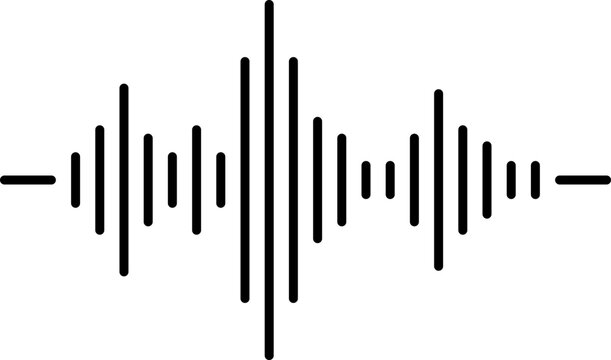 Audio signal waveform sound frequency line icon