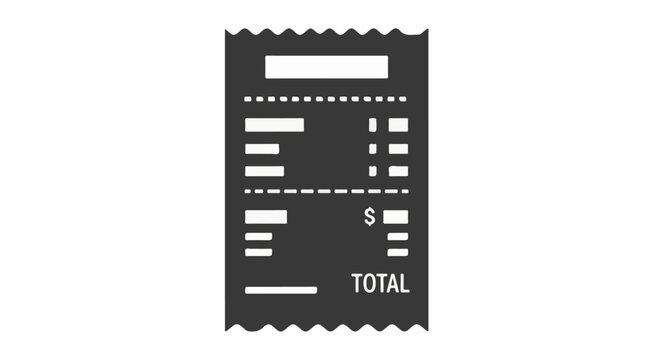 Receipt icon showing total amount with dotted lines and dollar symbol