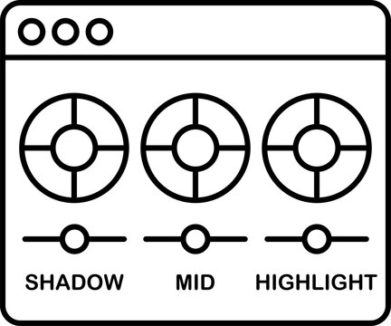 Color grading wheels for video editing line icon