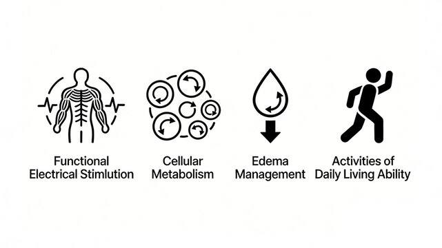 Muscle electrical signals, metabolic circulation, walking figures, electrotherapy to promote metabolism, reduce edema, and improve self-care, physical therapy equipment and rehabilitation nursing.
