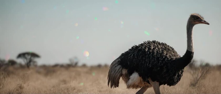 Ethereal close-up portrait of an ostrich