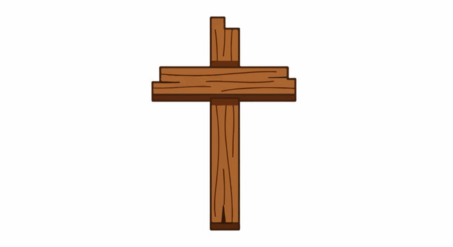 Rustic wooden cross with uneven planks, signifying faith and tradition
