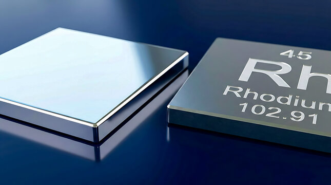 Raw Rhodium Metal Mirror-Like Square Plate Brilliant Silver-Whit