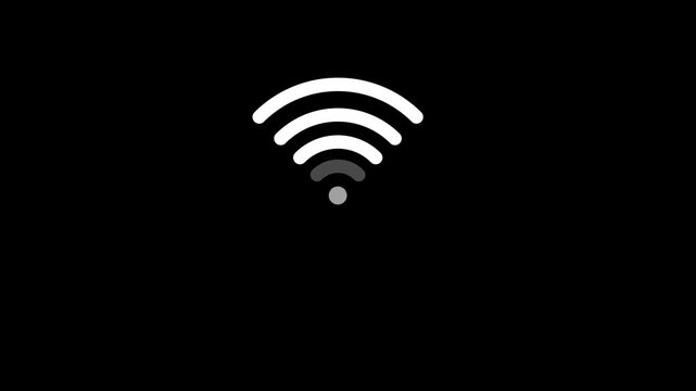 Animated fade wave wifi signal icon motion graphic overlay loop on transparent background.4k