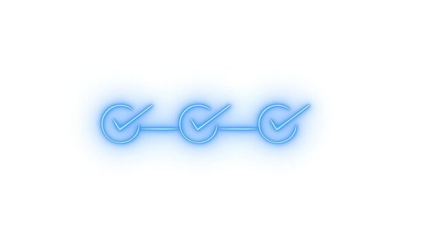 3 step info graphic process with check mark. info graphic step by step process sign animation on white background,with 4k video animation.saber