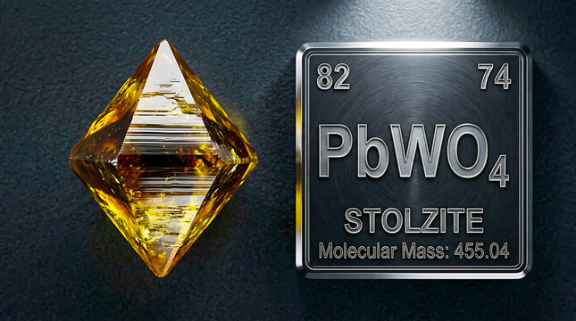 Raw Stolzite Tetragonal Bipyramidal Crystal Honey-Yellow Dark Br