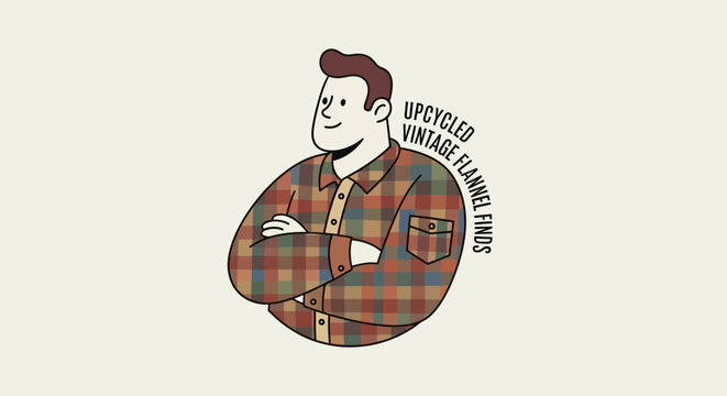 Vintage Flannel Shirt Design, Graphic Illustration, Creative Style Concept