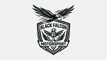 Black Falcon Motorsport logo with powerful eagle emblem and shield design. © AFAstore