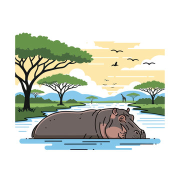 A large hippopotamus in the water.