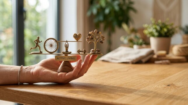 A person holding a small object representing hand supporting athletic lifestyle and engagement in physical activities