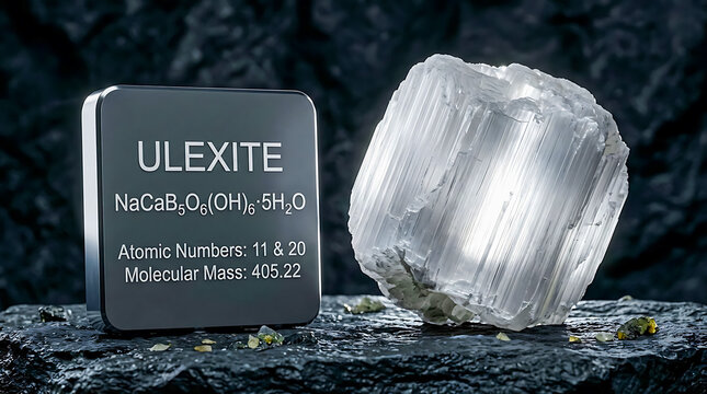 Raw Ulexite Fibrous Crystal Ball Satin Spar Optical Fiber Light
