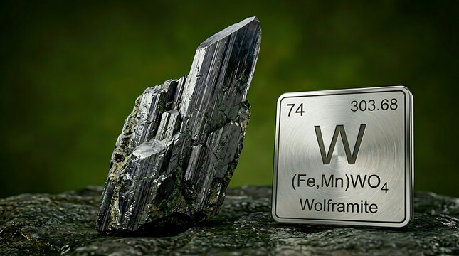 Raw Wolframite Monoclinic Crystal Blade Dark Gray-Black Metallic