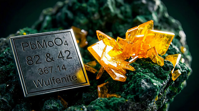 Raw Wulfenite Tabular Crystal Blade Honey-Yellow Orange Transluc
