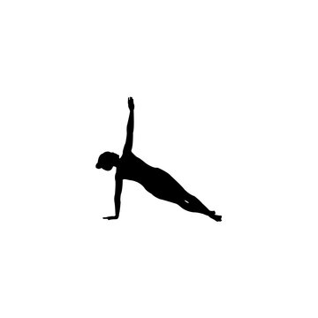 yoga, side plank, silhouette, fitness, exercise, black