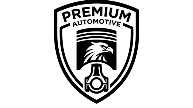 Premium Automotive Logo with Eagle and Piston Design.