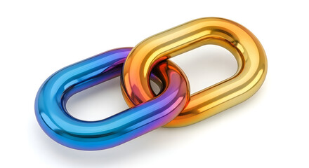 Naklejka premium Two interlinked metallic chain links.