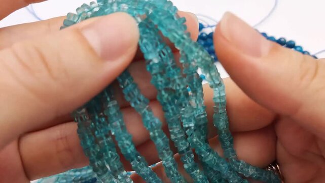 These radiant blue apatite stone beads feature a unique square faceted cut on flexible stringing wire for crafting professional custom jewelry and elegant handmade accessory designs