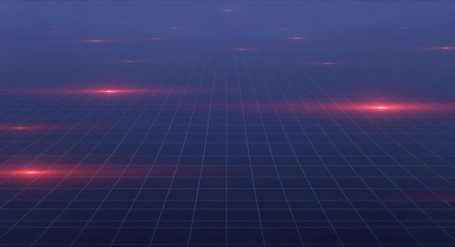 deep indigo haze grid background with slow pan empty space and soft red ambient light perfect for economic crisis