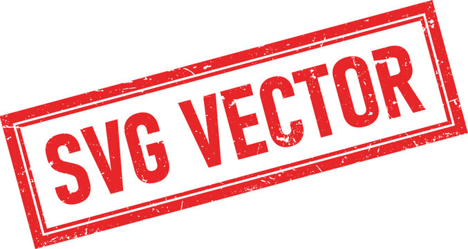 A vibrant red ink rubber stamp impression conveying SVG VECTOR text in a bold distressed style with a clean white background