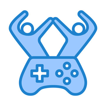 Gaming Together Icon - Duotone Blue Color
