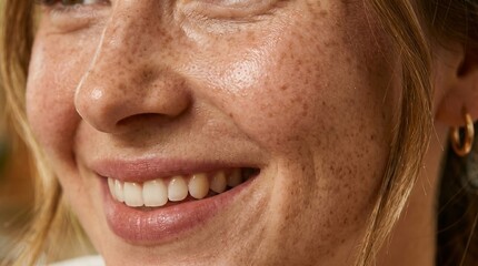 Fototapeta premium Smiling woman face closeup
