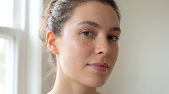 Woman looking aside with neutral expression