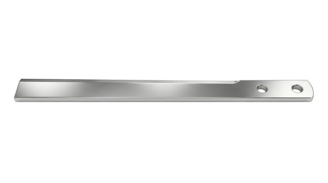 Metal ruler with measurement markings and sliding end cap against white background.