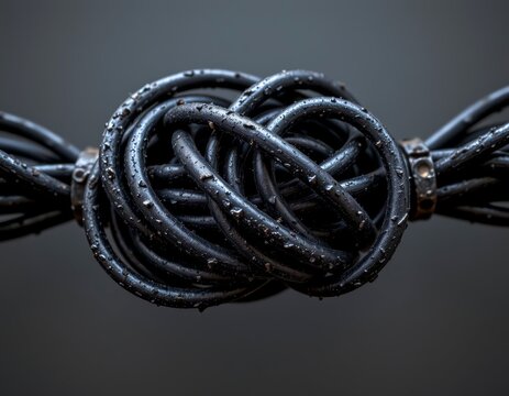 Weathered Barbed Wire with Dew Clinging Darkness