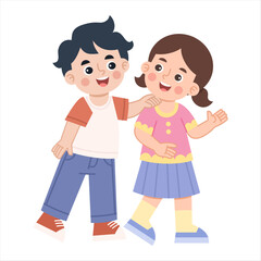 Obraz premium Happy Children Walking Together