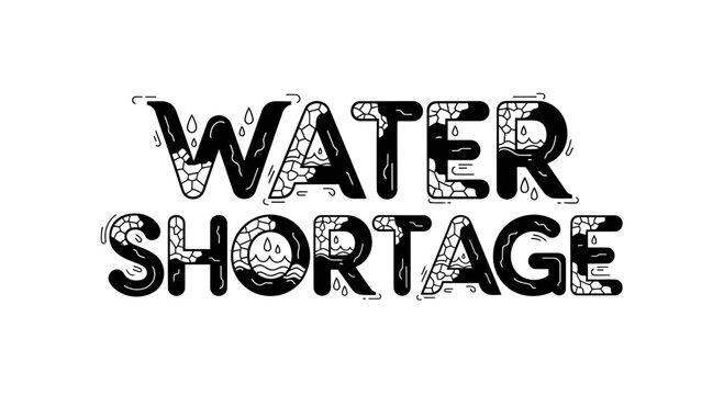 Water shortage text on white background.
