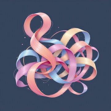 Whimsical Pastel Ribbons with Sparkling Glossy Finish