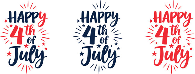 Happy 4th of july typography set patriotic holiday vector designs © Tufayel