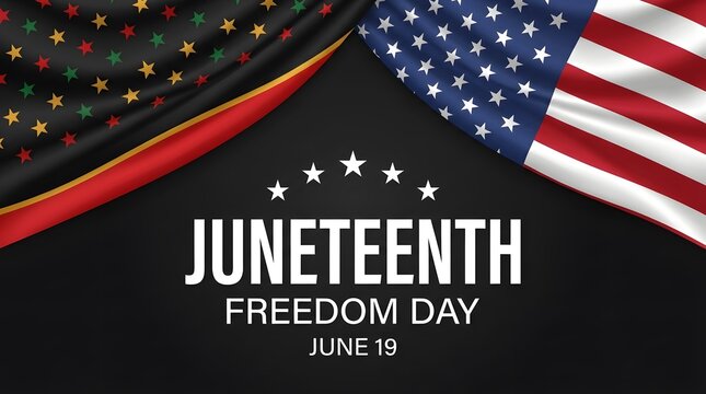 Juneteenth freedom day celebration design with stars and american flag