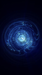 Obraz premium Abstract blue spiral vortex with glowing circular trails, creating a futuristic tunnel of energy, motion, and cosmic depth.